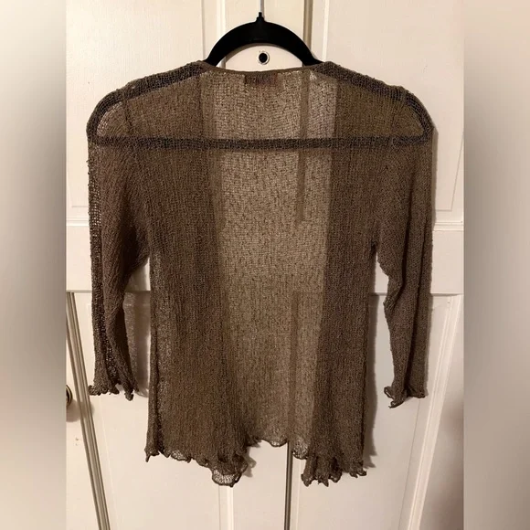 Brown Open Knit Women's Sweater - Picture 2 of 7